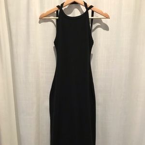 UO silence & noise black midi open back bodycon